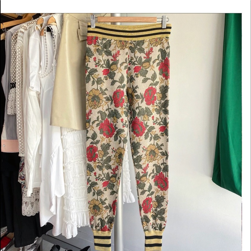 Gucci Gold Lurex Floral Knit Leggings XS(2-4) - Picture 6 of 8